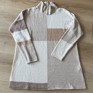 Soft Surroundings Quadro Beige Oatmeal Colorblock Wool Tunic
